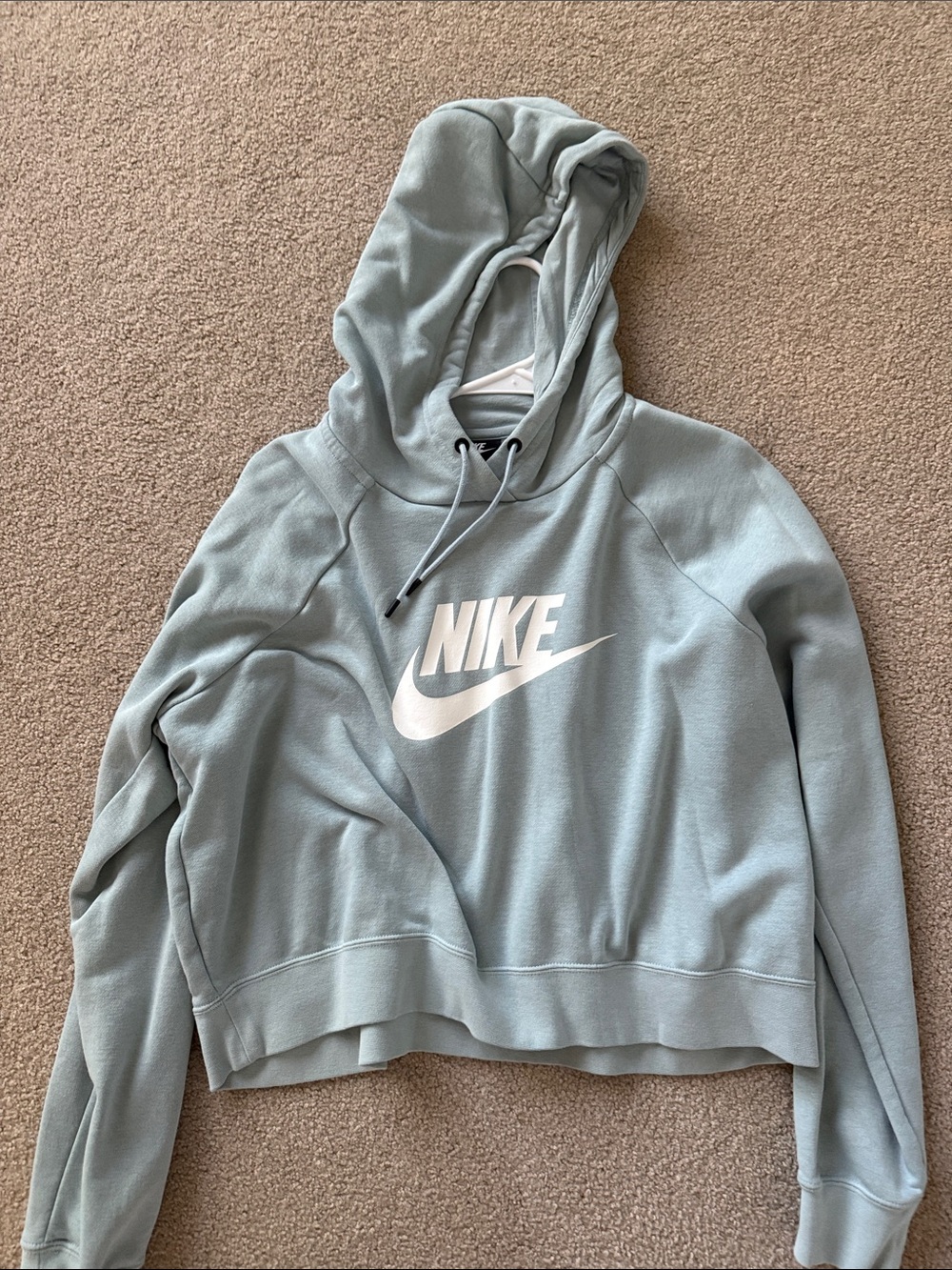 Nike Women's Pale Blue Cropped Pullover Hoodie